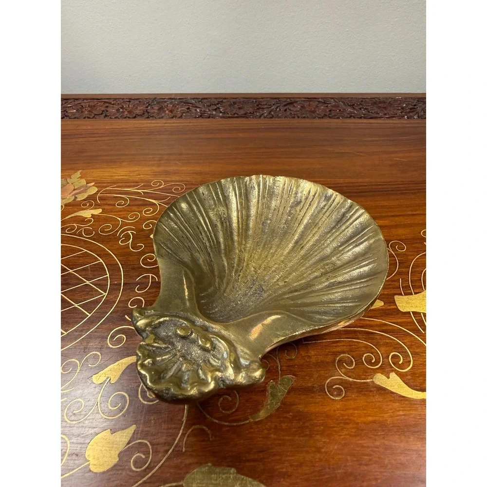 Vintage Brass Shell Trinket Dish